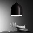 Pendant lamp with textile cable and lampshade Bell M in ceramic - Made in Italy - Bulb included