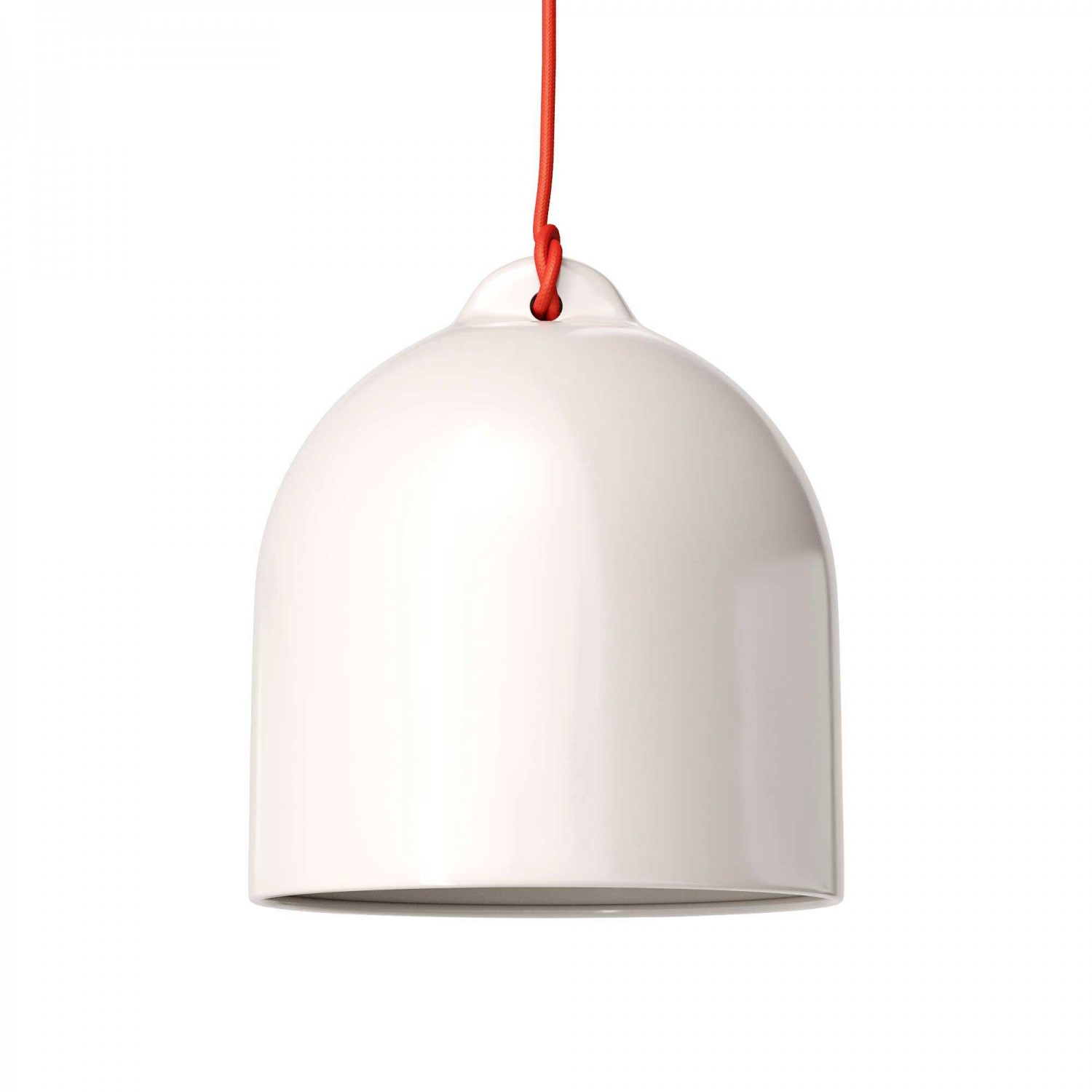 Pendant lamp with textile cable and lampshade Bell M in ceramic - Made in Italy - Bulb included