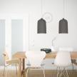 Pendant lamp with textile cable and Bell XL ceramic lampshade - Made in Italy - Bulb included