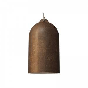 Pendant lamp with textile cable and Bell XL ceramic lampshade - Made in Italy - Bulb included