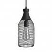 Pendant lamp with textile cable, Jéroboam bottle lampshade and metal details - Made in Italy - Bulb included