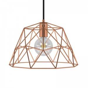 Pendant lamp with textile cable, Dome lampshade and metal details - Made in Italy - Bulb included