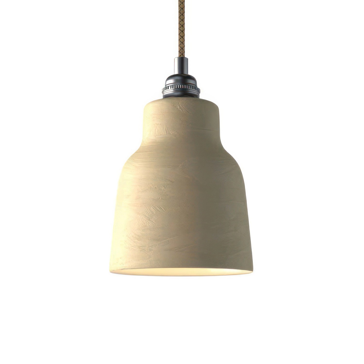 Pendant lamp with textile cable, Vase ceramic lampshade and metal details - Made in Italy - Bulb included