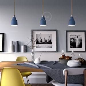 Pendant lamp with textile cable, Vase ceramic lampshade and metal details - Made in Italy - Bulb included