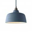 Pendant lamp with textile cable, Cup ceramic lampshade and metal details - Made in Italy - Bulb included