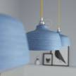 Lámpara colgante hecha en Italia con cable textil, bombilla, pantalla Copa de cerámica y detalles metálicos