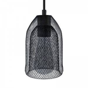 Pendant lamp with textile cable, Ghostbell lampshade and metal details - Made in Italy - Bulb included