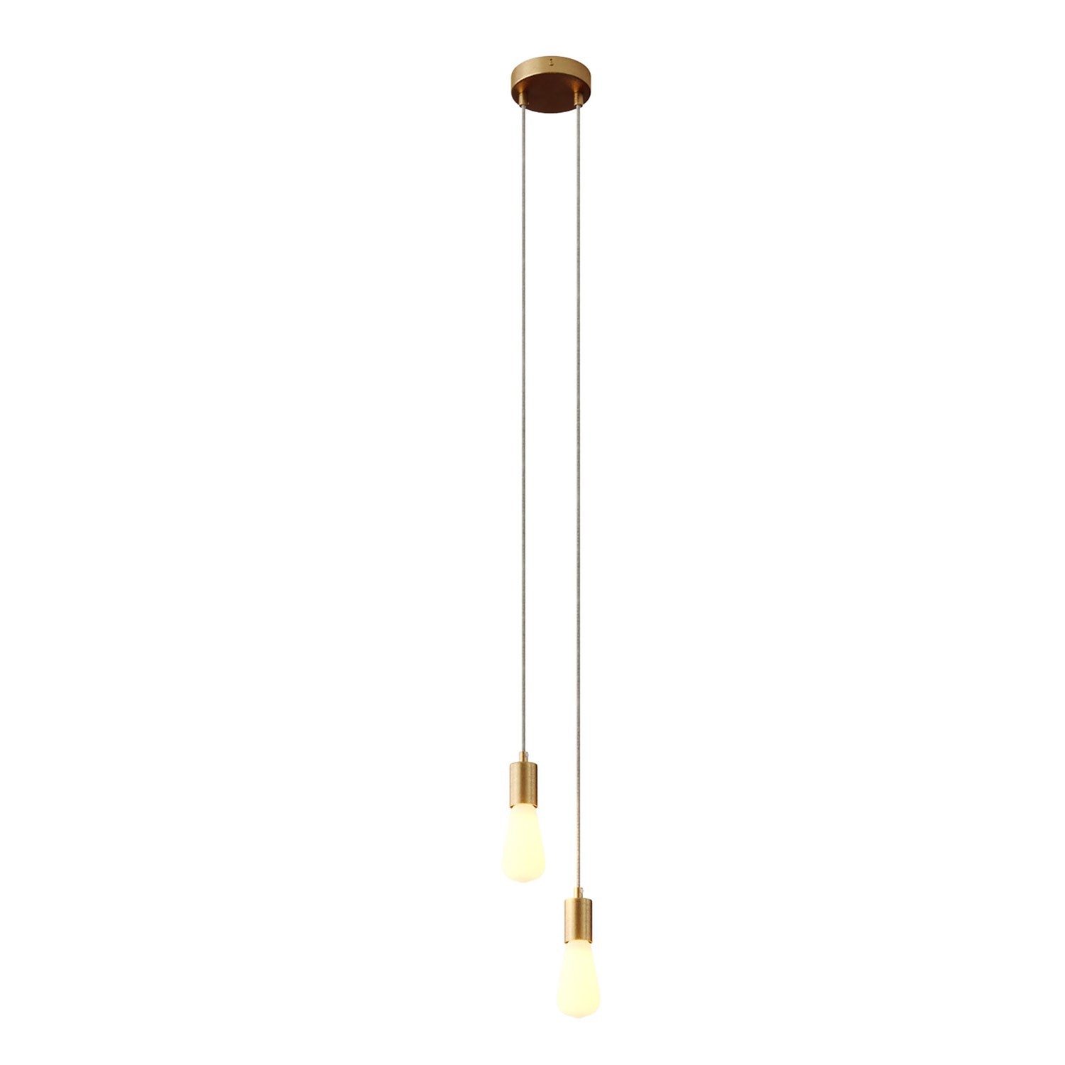 2-light multi-pendant lamp featuring fabric cable and metal finishes