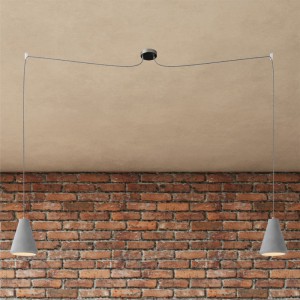 Spider - 2-light multi-pendant Made in Italy lamp featuring fabric cable and concrete lampshade