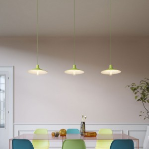 Pendant lighting Made in Italy complete with fabric cable, Swing Pastel lampshade with metal finishing