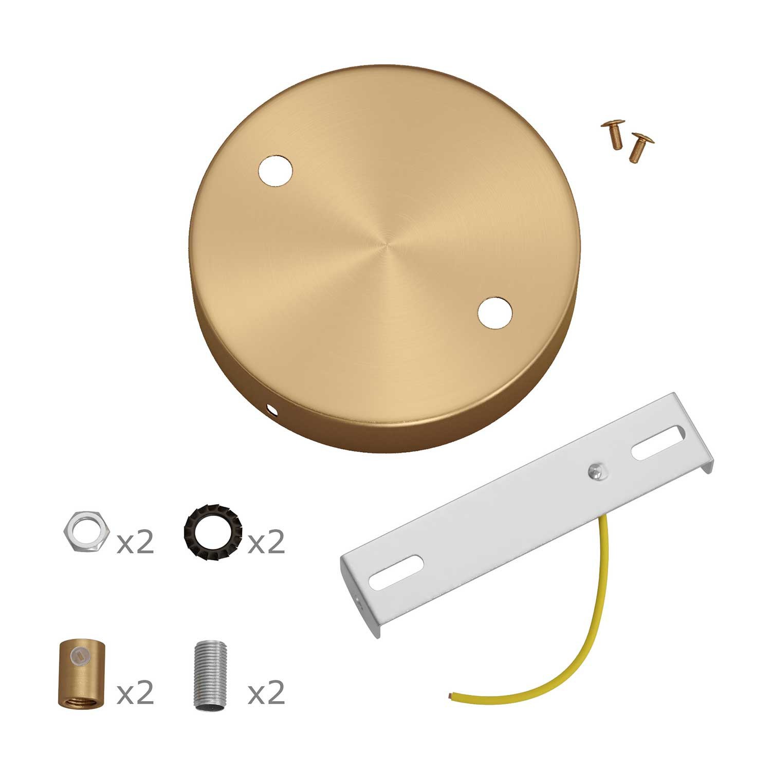 Cylindrical metal 2-hole ceiling rose kit