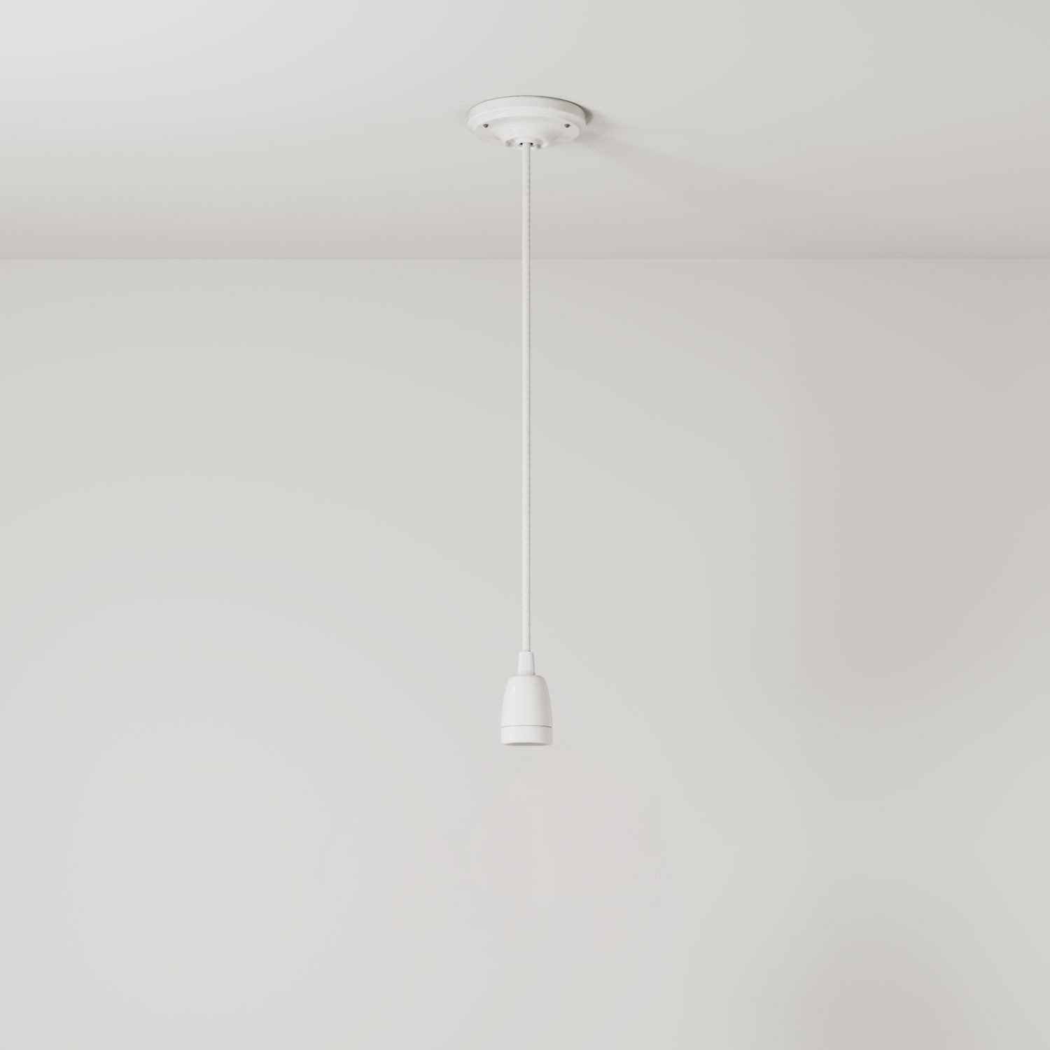 Pendant lamp with textile cable and coloured porcelain details - Made in Italy - Bulb included