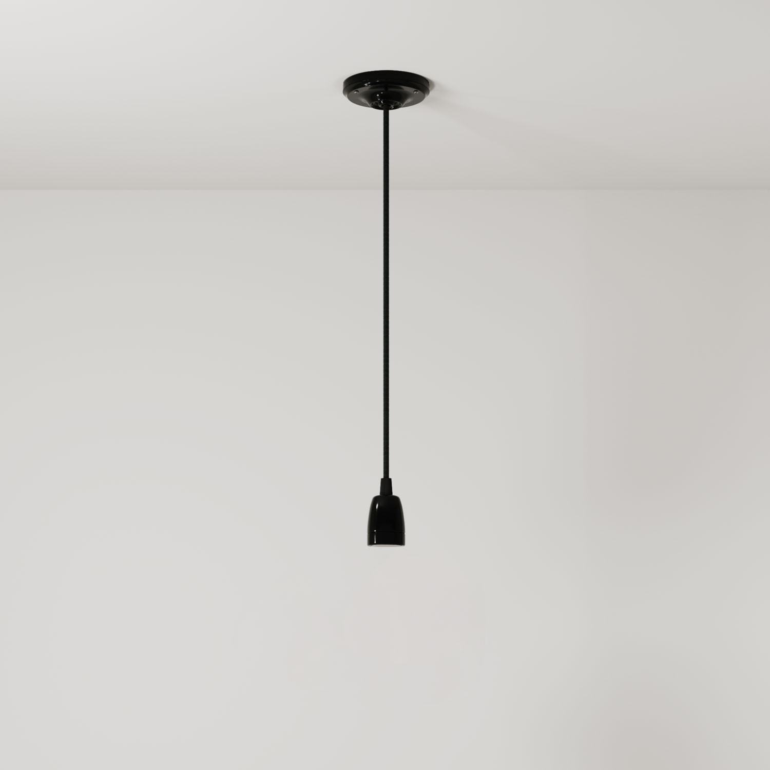 Pendant lamp with textile cable and coloured porcelain details - Made in Italy - Bulb included