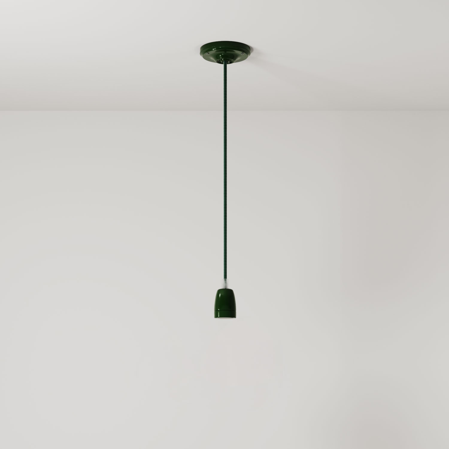 Pendant lamp with textile cable and coloured porcelain details - Made in Italy - Bulb included