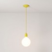 Pendant lamp with textile cable and coloured porcelain details - Made in Italy - Bulb included