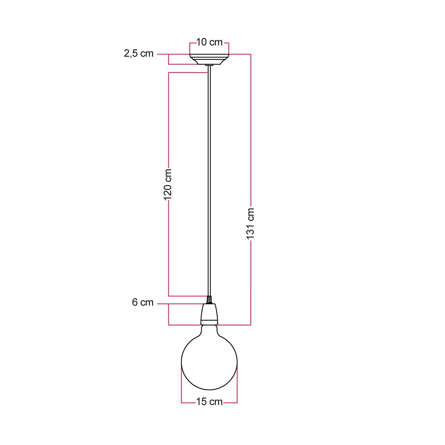 Pendant lamp with textile cable and coloured porcelain details - Made in Italy - Bulb included