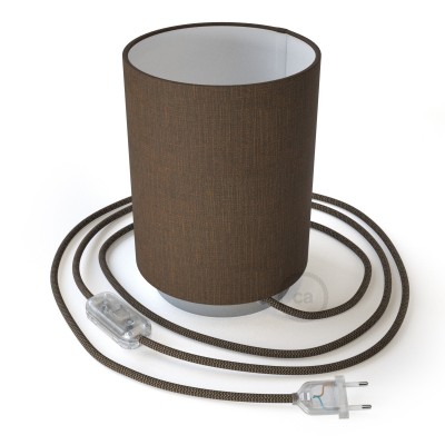 Posaluce in metal with Brown Camelot Cilindro lampshade