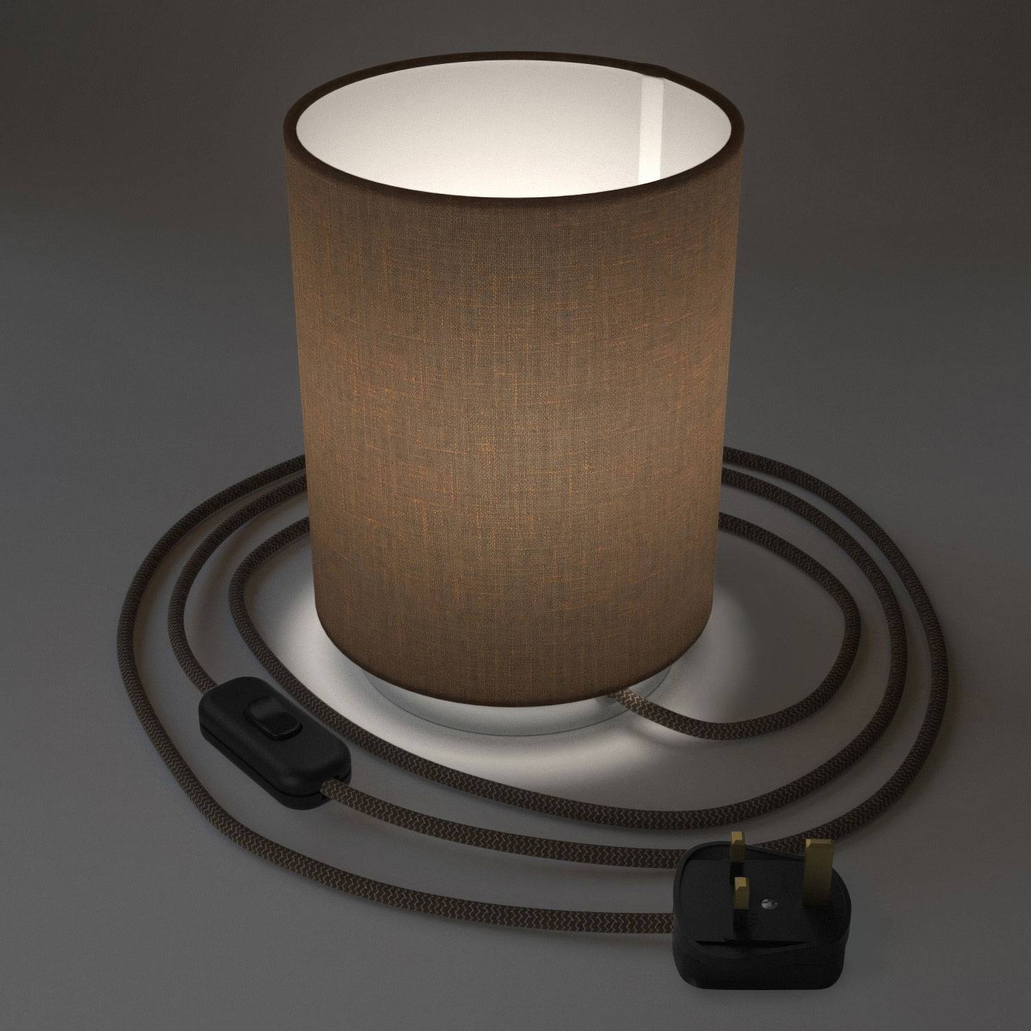 Posaluce in metal with Brown Camelot Cilindro lampshade