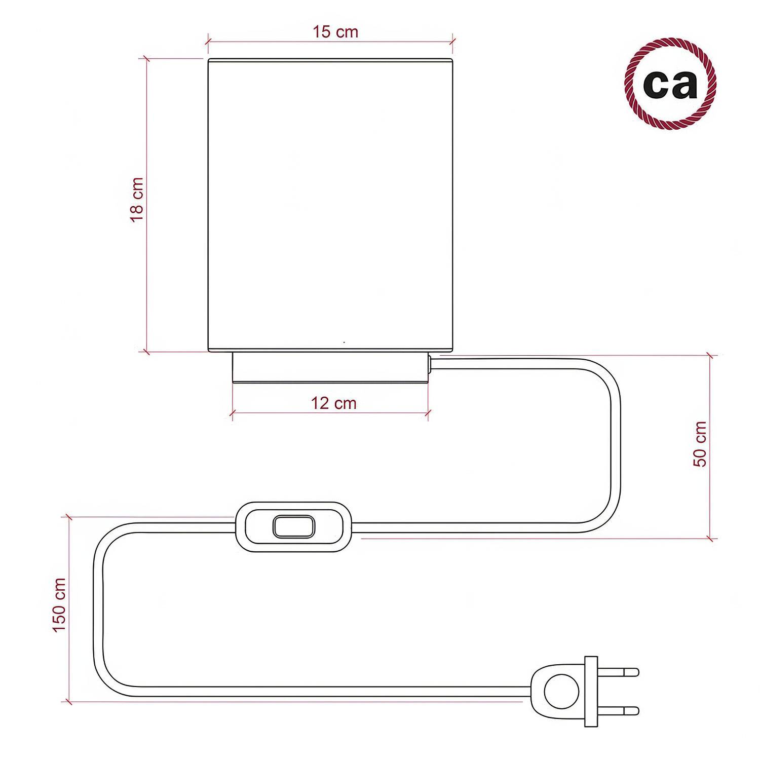 Posaluce de metal con pantalla de cilindro Lino Blanco