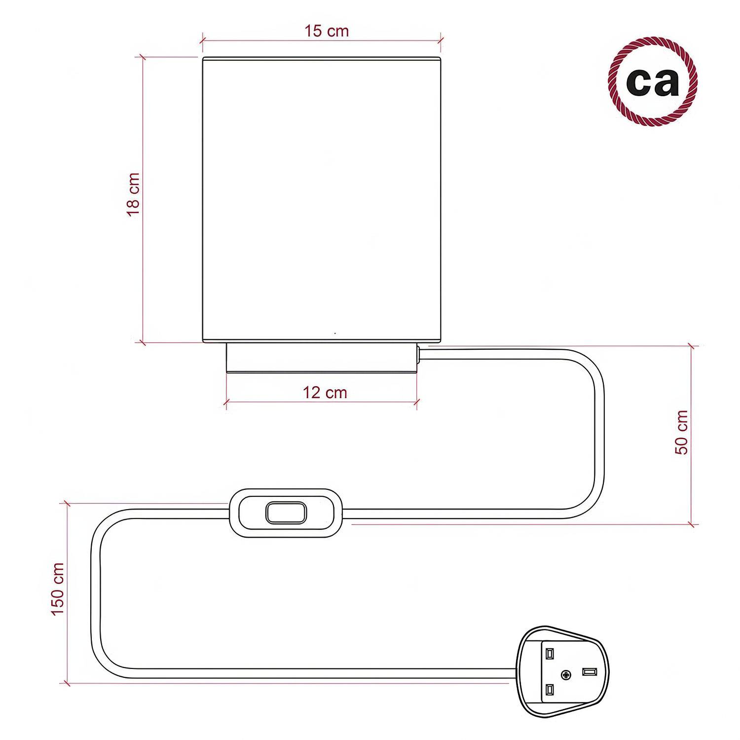 Posaluce de metal con pantalla de cilindro Lino Blanco