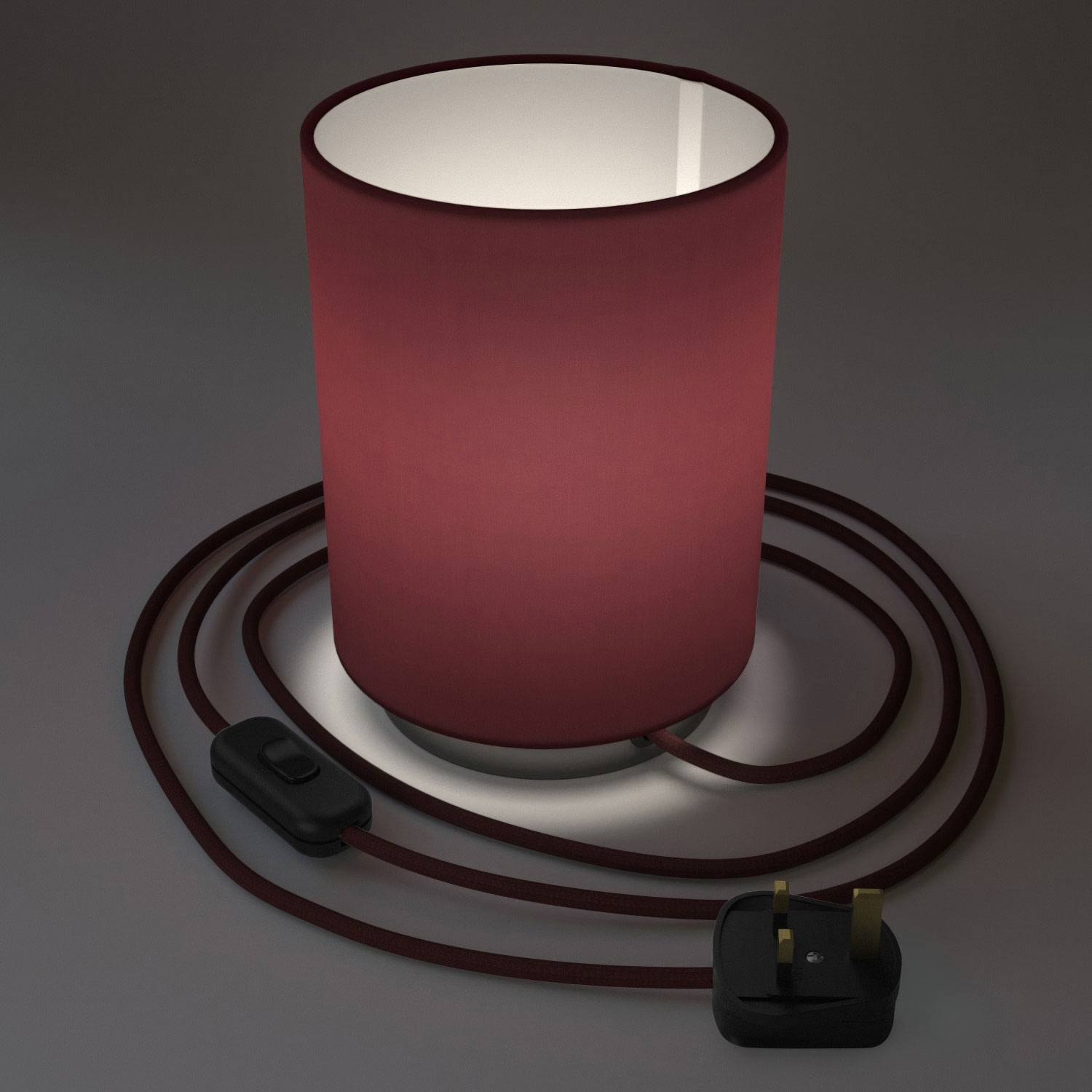 Posaluce in metal with Burgundy Canvas Cilindro lampshade