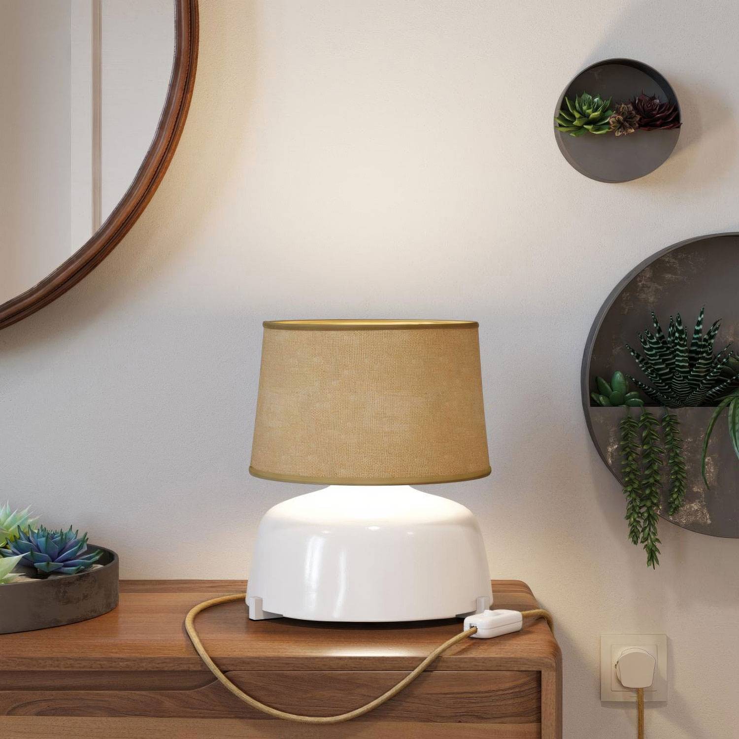 Coppa ceramic table lamp with Athena lampshade