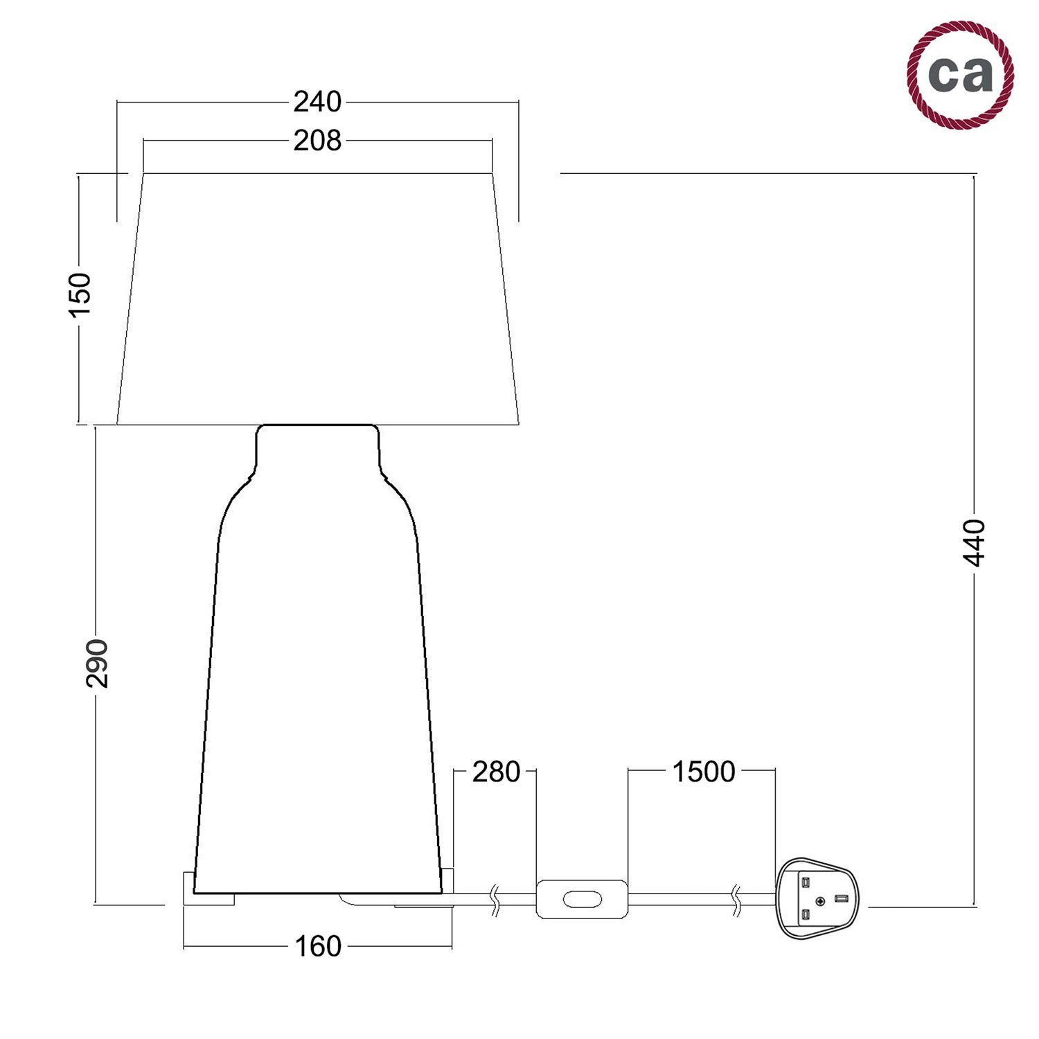 Lámpara de sobremesa Bottle de cerámica con pantalla Athena