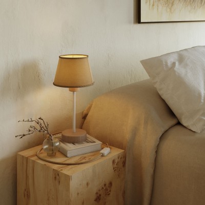 Lámpara de mesa de madera con pantalla Imperio - Alzaluce Wood