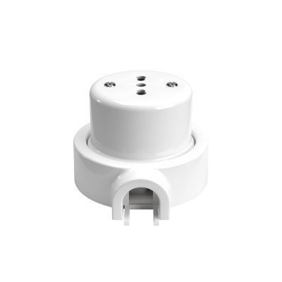Italian double two-way socket kit 10/16A for wall and base for Creative-Tubes in porcelain