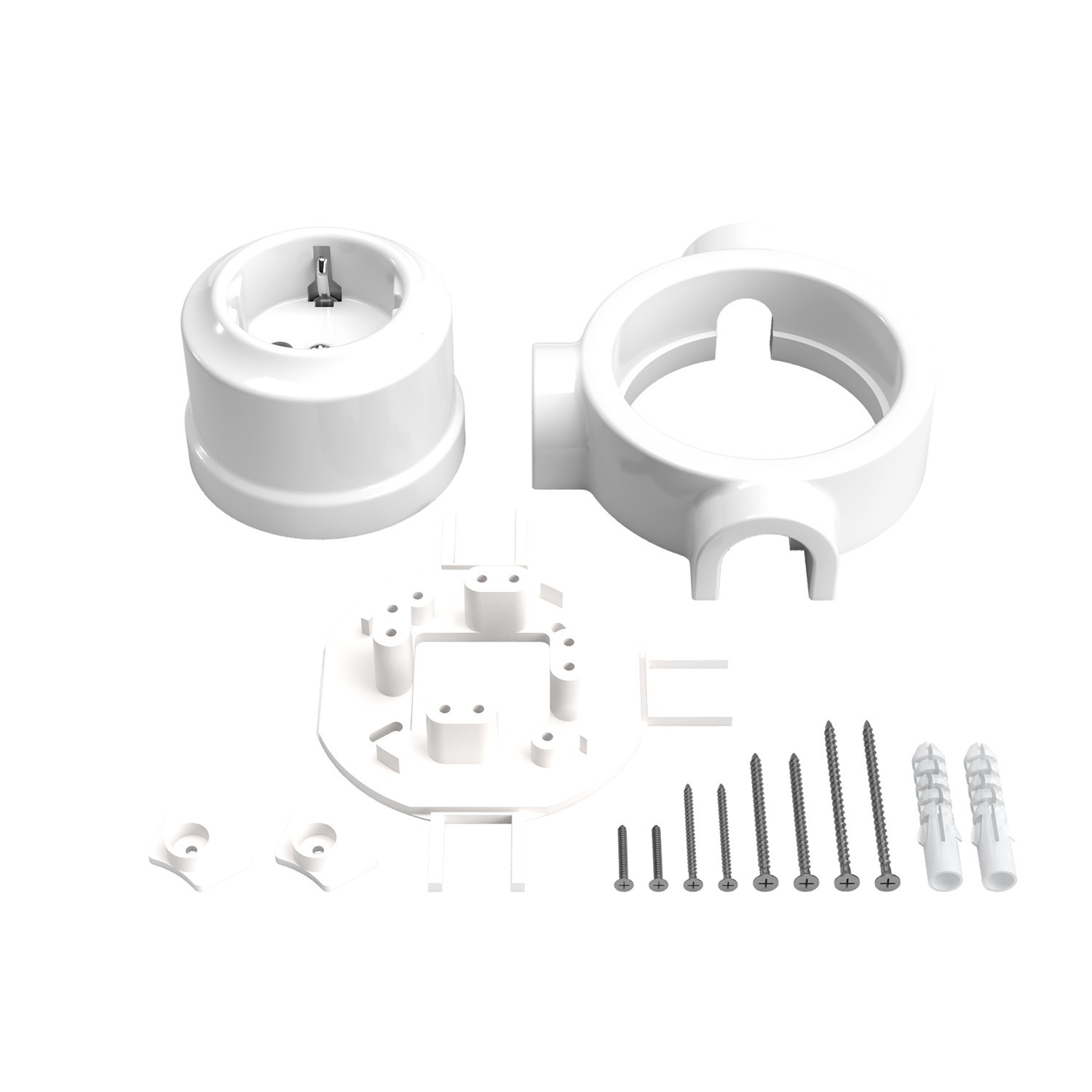 Schuko wall socket kit and porcelain base for Creative-Tubes