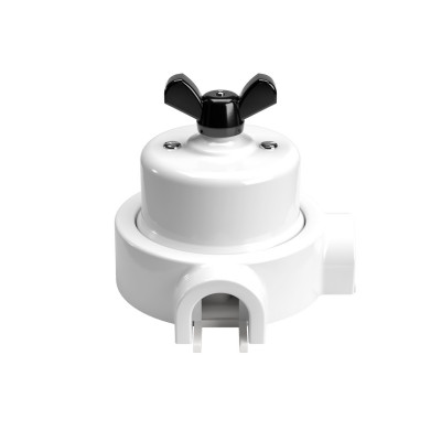 Switch/Diverter kit with butterfly nut and base for Creative-Tubes in white porcelain