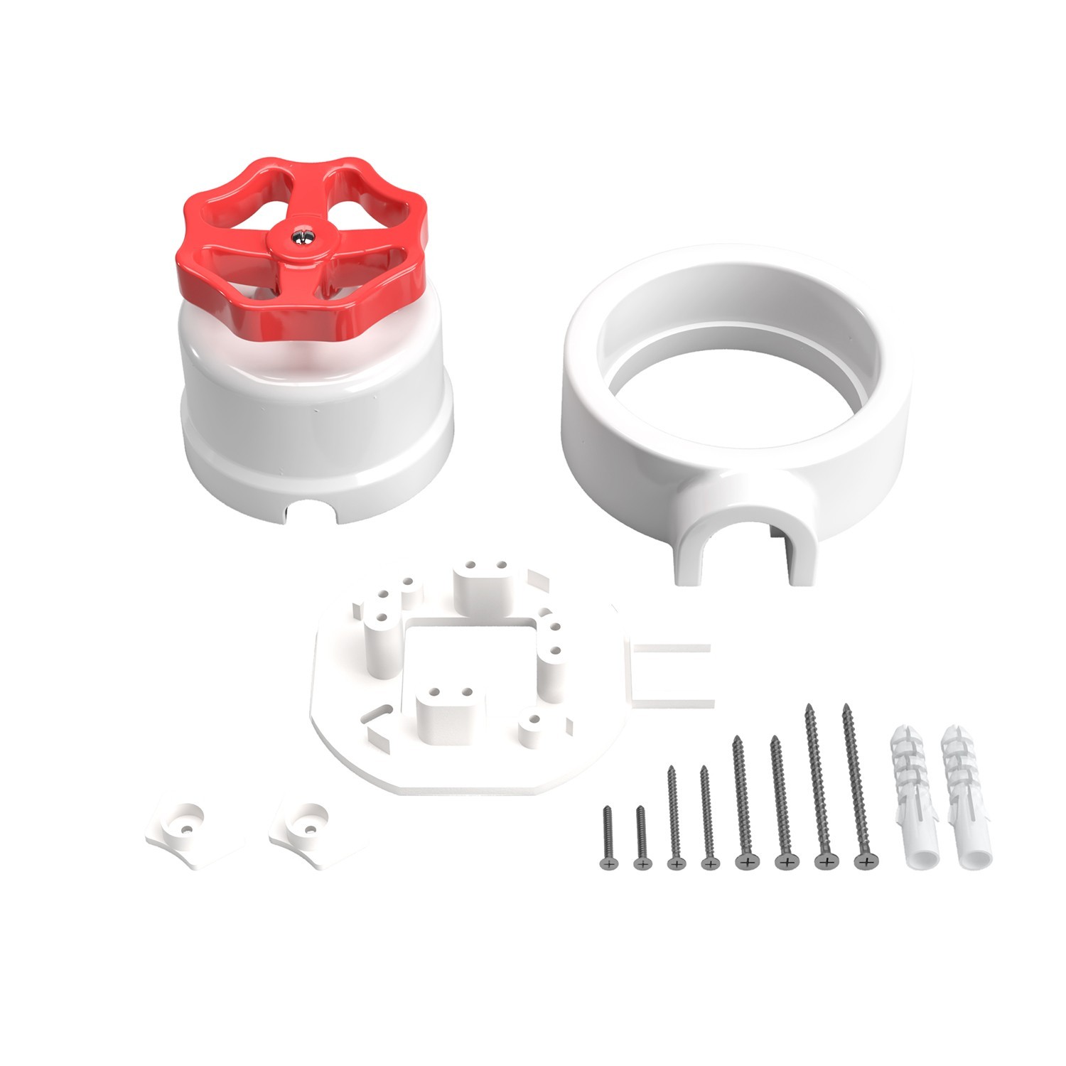 Switch/Diverter kit with knob and base for Creative-Tubes in white porcelain