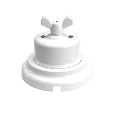 Switch/Diverter kit with butterfly nut and base in white porcelain