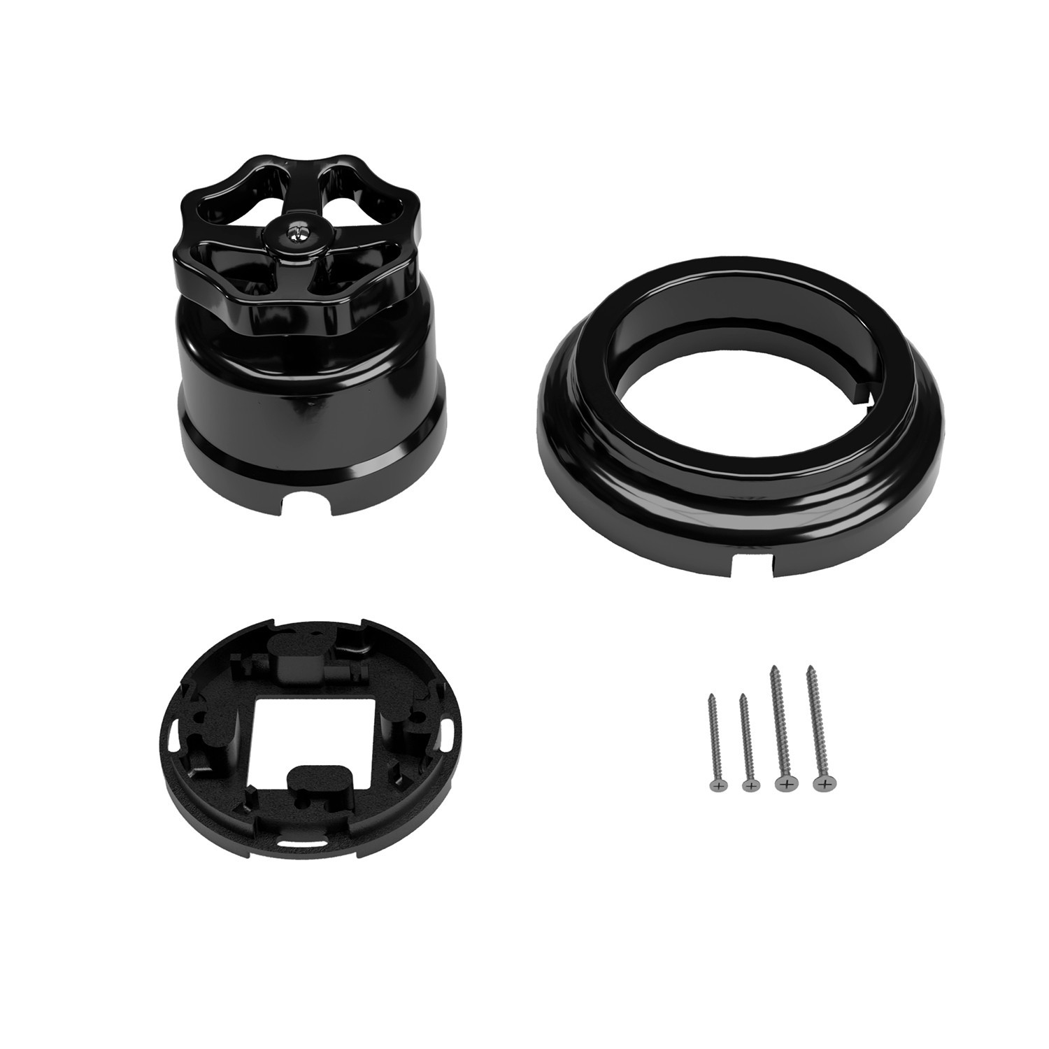 Switch/Diverter kit with knob and base in black porcelain