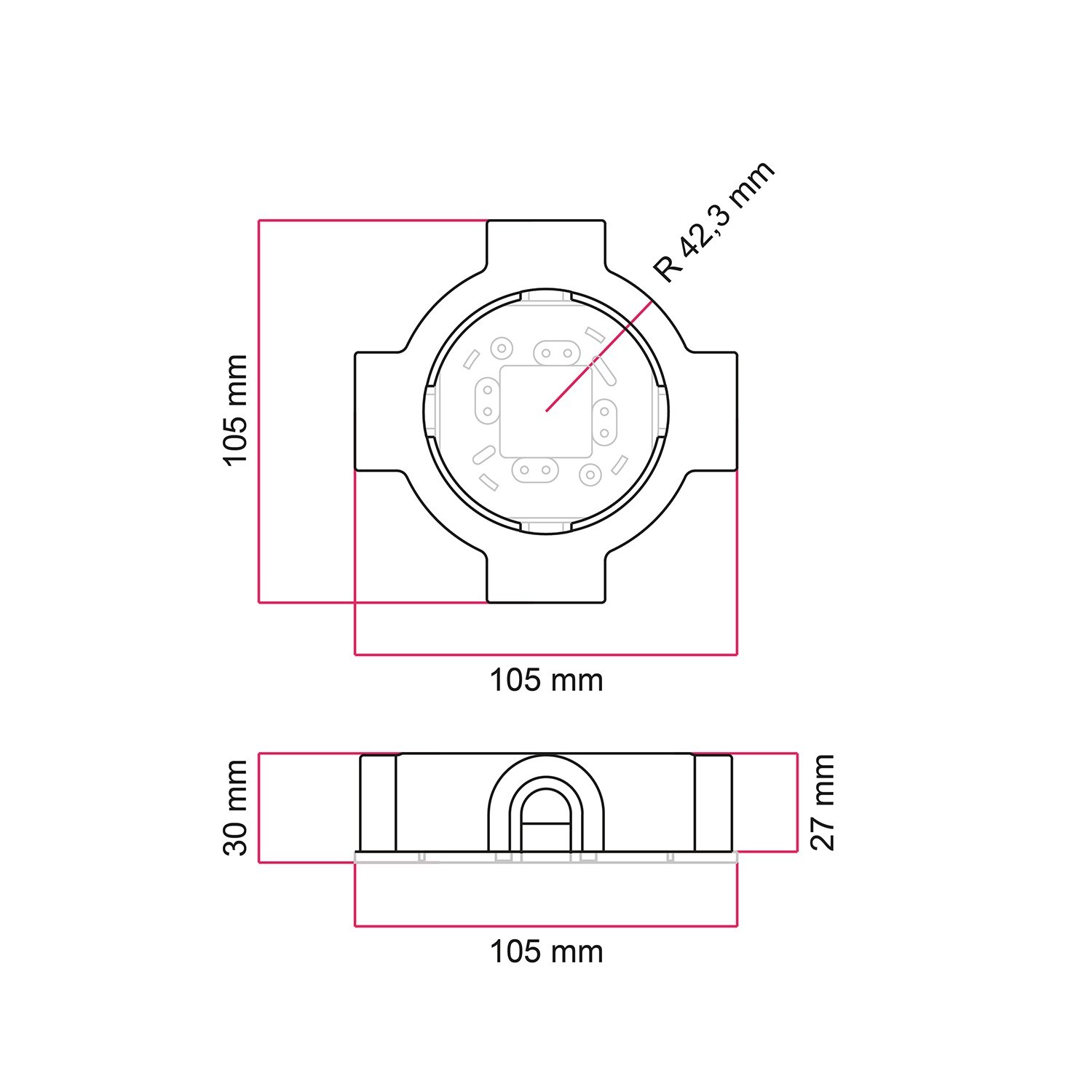 Base de porcelana para toma de corriente e interruptor/desviador compatible con Creative-Tubes - de 1 a 4 salidas