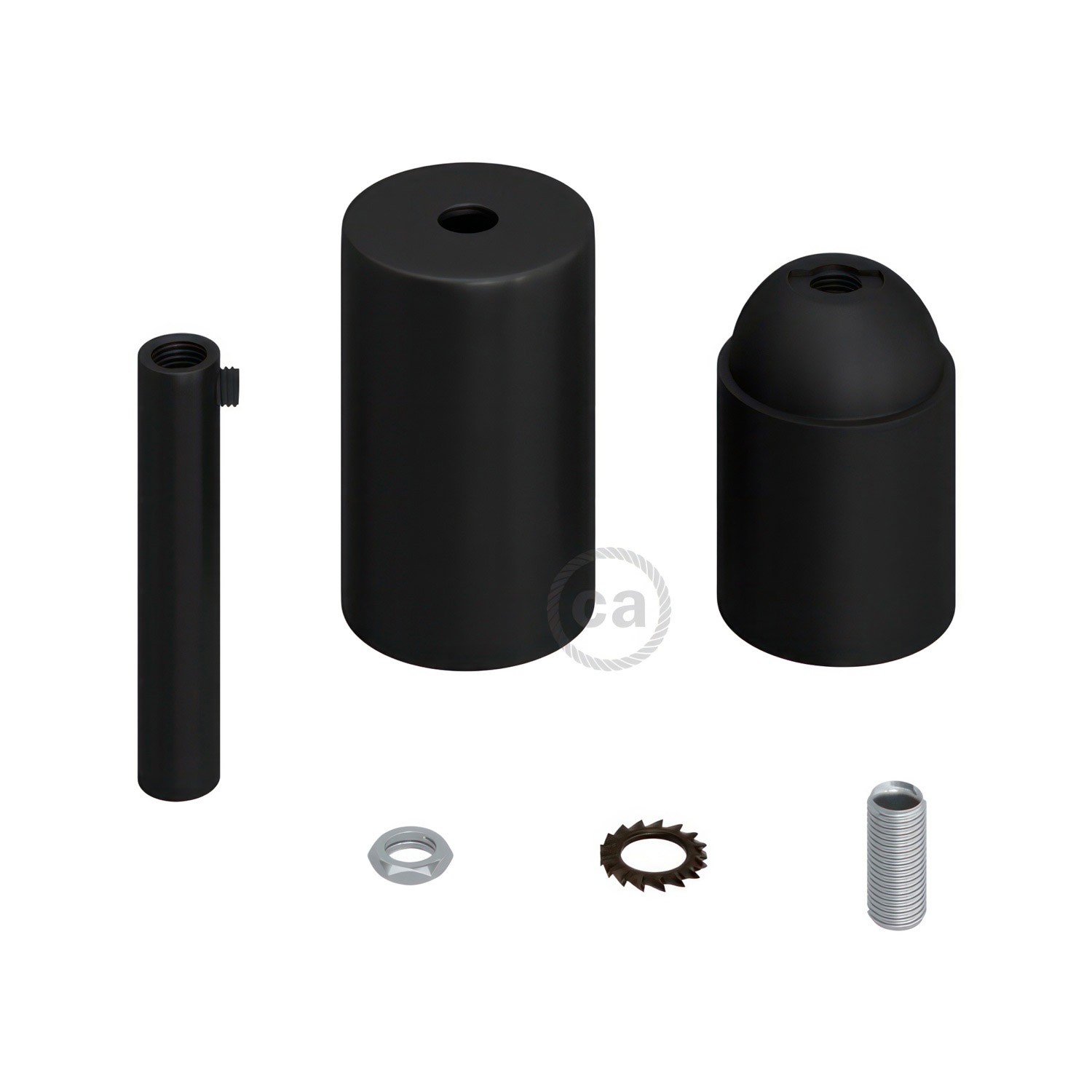 Kit portalámparas cilíndrico de metal E27 prensaestopa 7cm