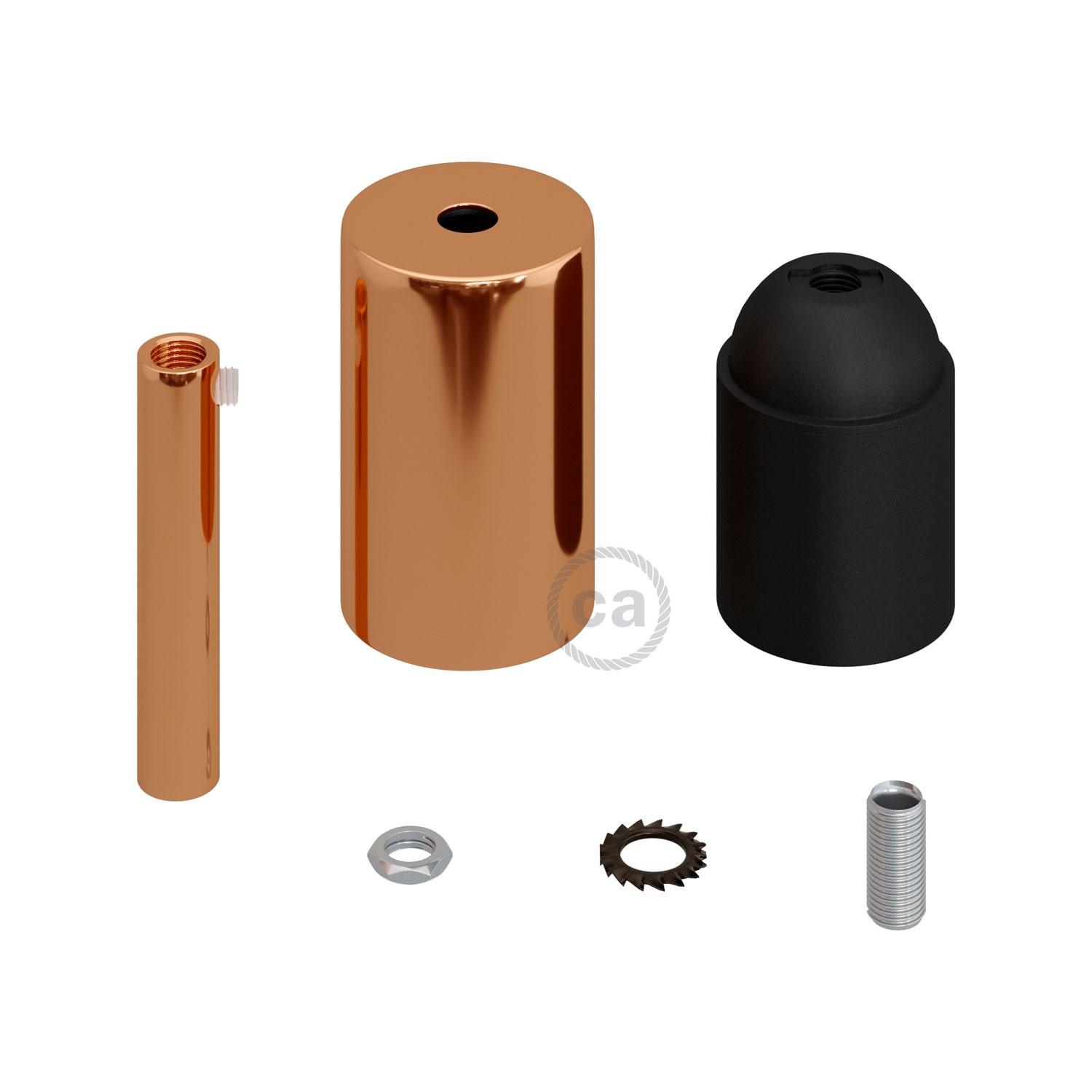 Kit portalámparas cilíndrico de metal E27 prensaestopa 7cm