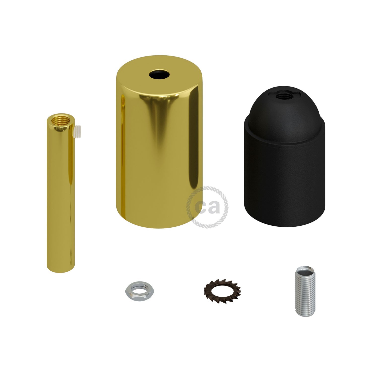 Kit portalámparas cilíndrico de metal E27 prensaestopa 7cm