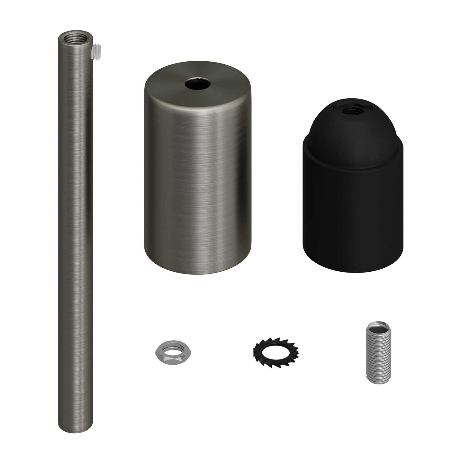 Kit portalámparas cilíndrico de metal E27 prensaestopa 15cm