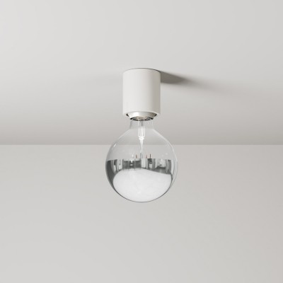 Applique with exposed light bulb and half silver sphere - IP44 Waterproof