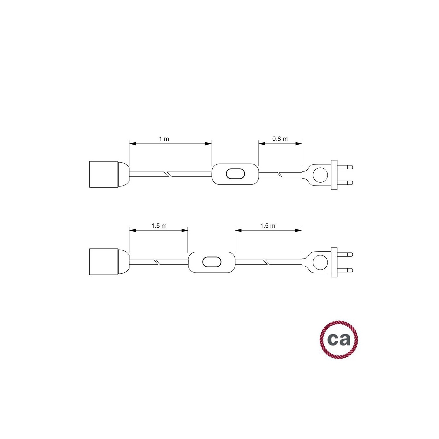 SnakeBis Twisted - Juego de cables con portalámparas y cable trenzado de tela