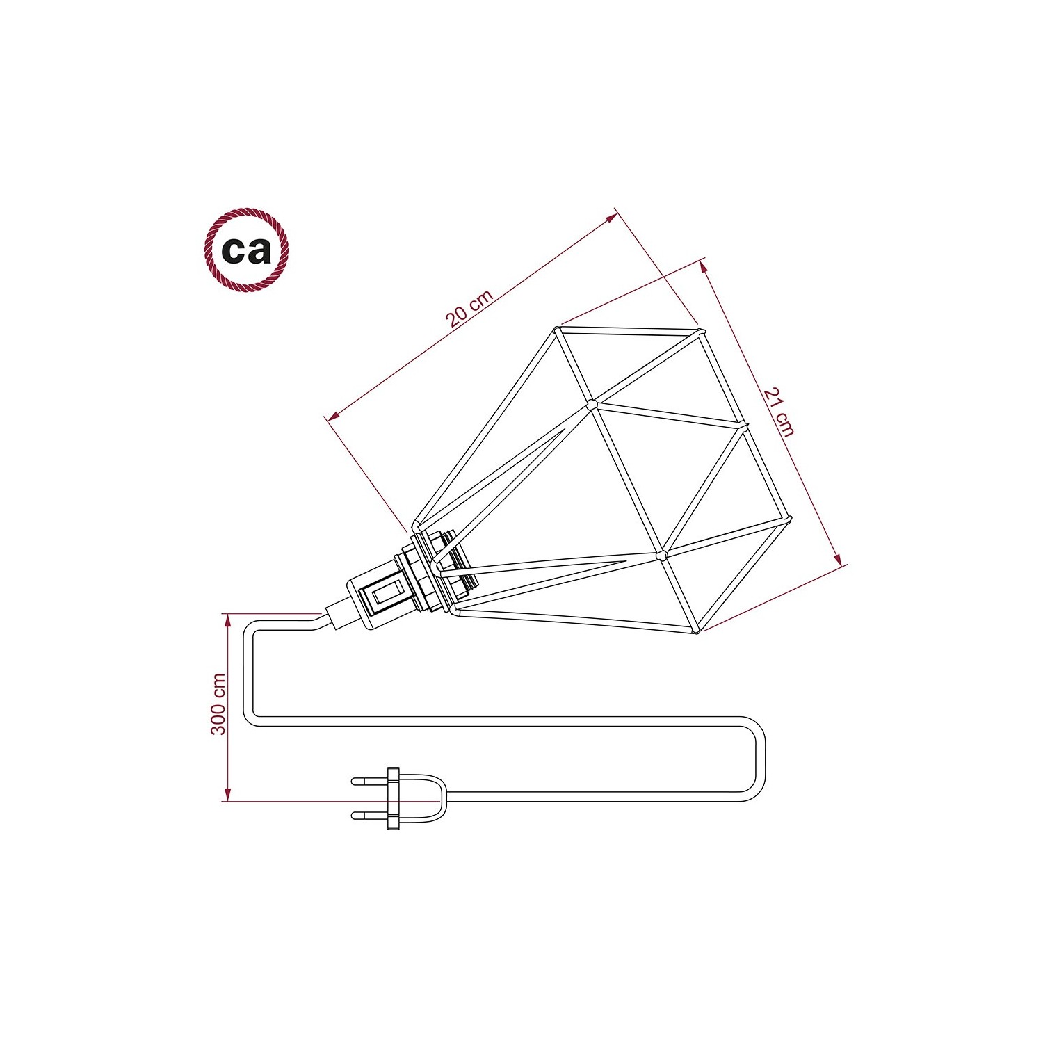 Table Snake - Plug-in lamp with cage Diamond lampshade