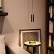 Pendant lamp with textile cable, Tub-E14 lampshade and metal details