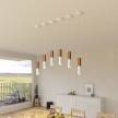 Pendant lamp complete with fabric cable and Tub-E14 double lampshade