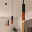 Pendant lamp complete with fabric cable and Tub-E14 double lampshade