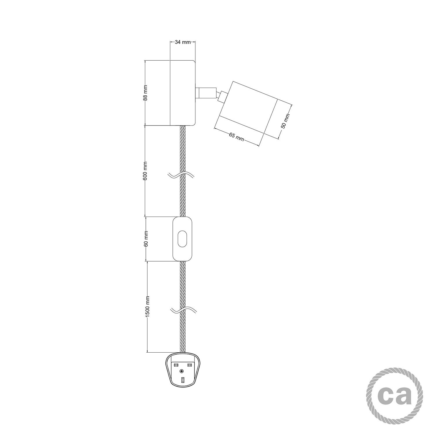 Spostaluce Lámpara orientable Articulación de madera