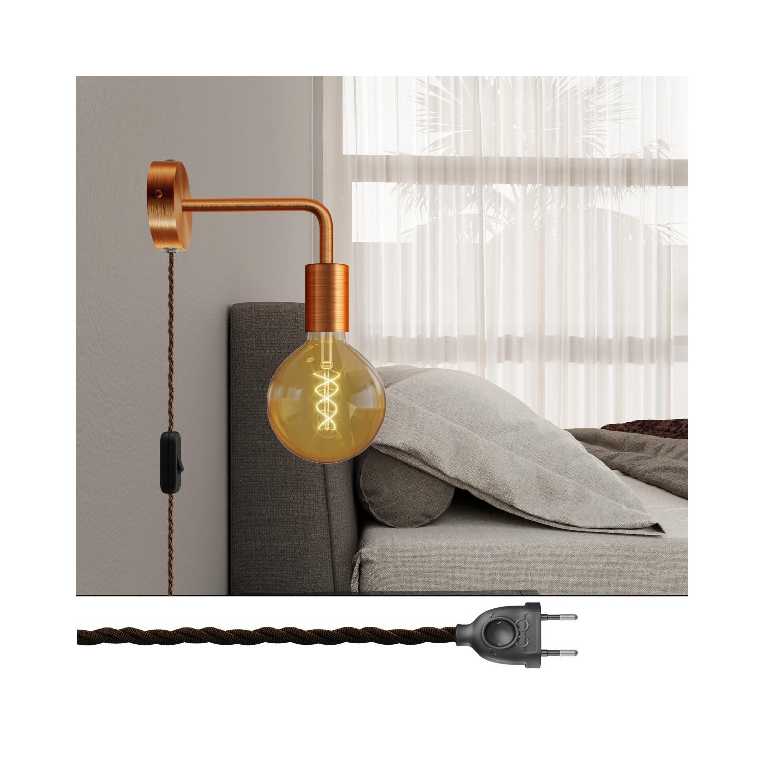 Spostaluce metal Lamp with curved extension