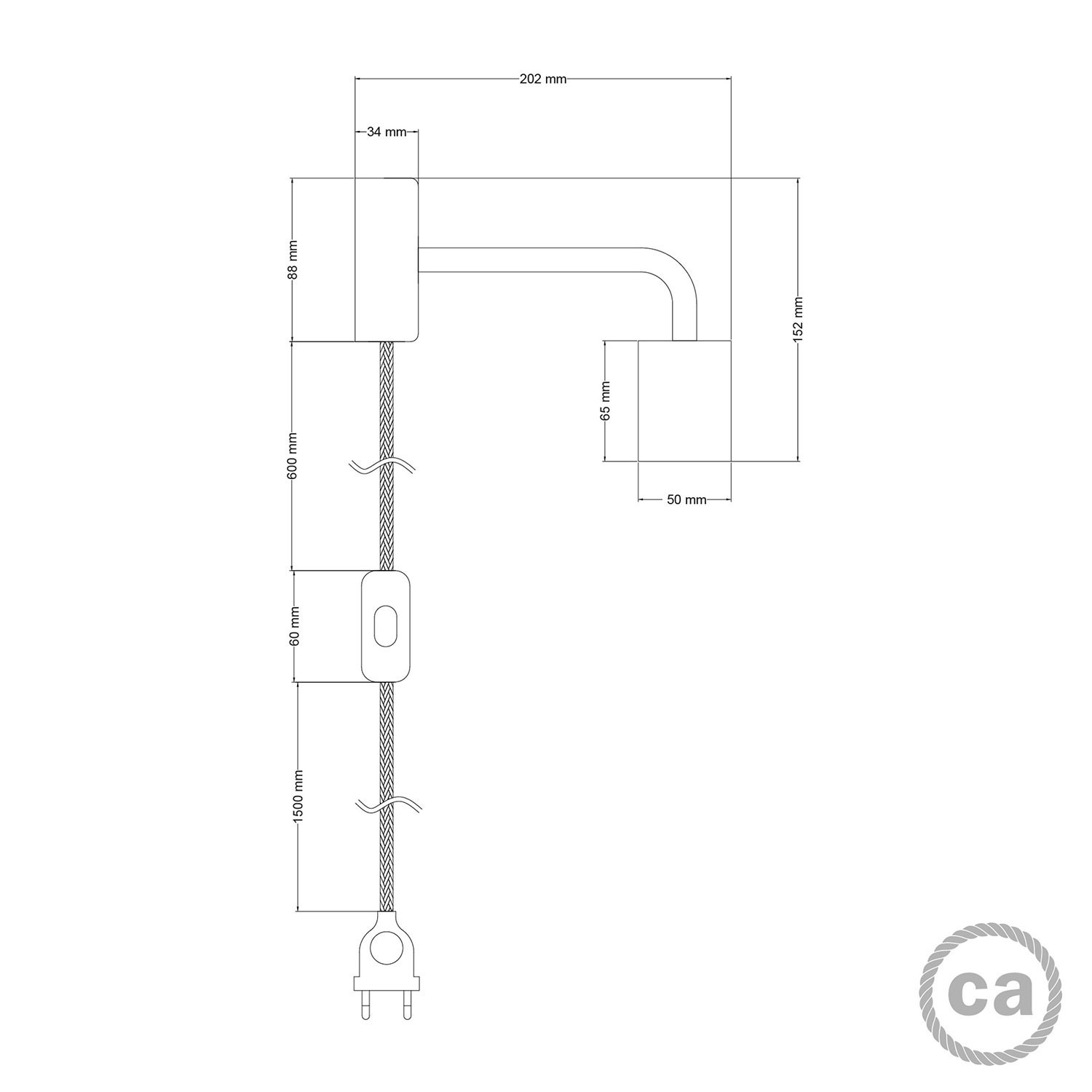 Lámpara Spostaluce de madera con extensión curva