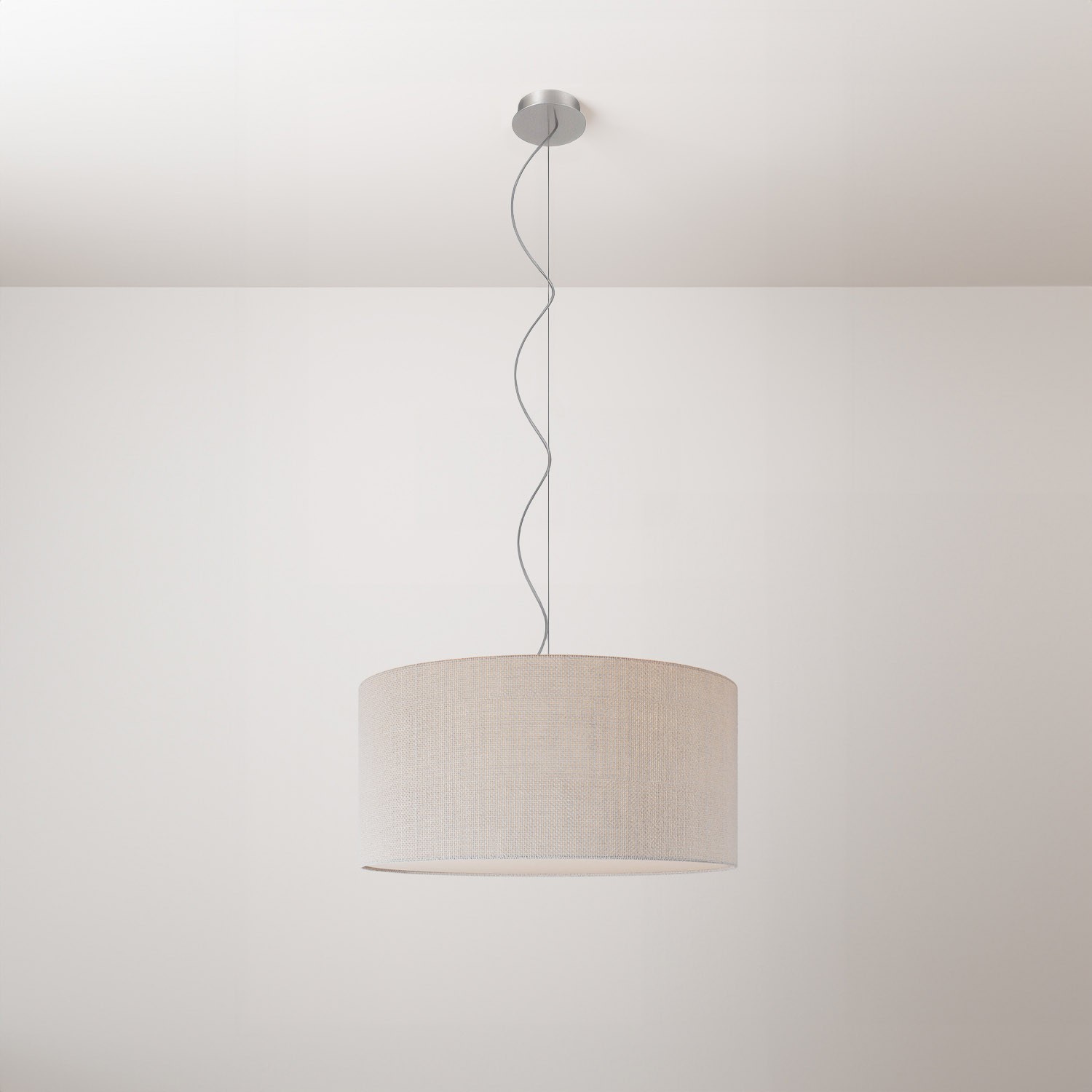 Cilindro Medium fabric pendant lamp with lampshade - Made in Italy