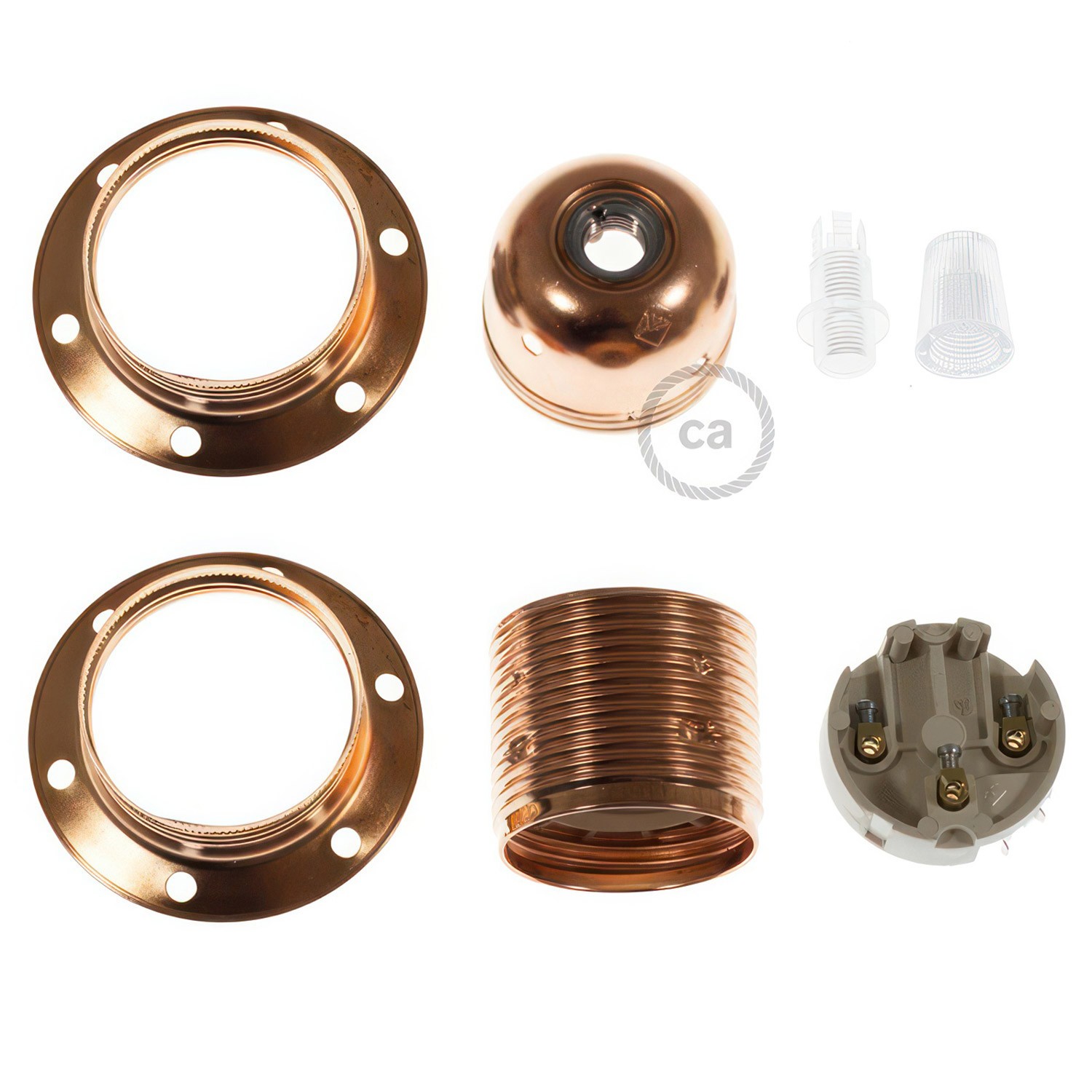 E27 metal lamp holder kit with double ring nut for lampshade